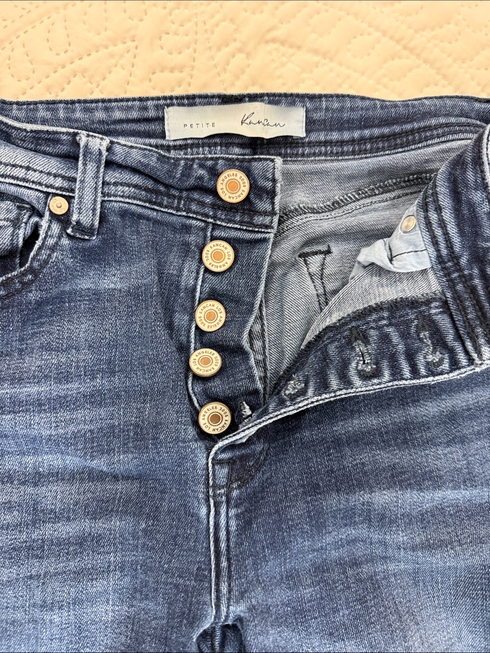 KanCan Faded Blue Petite High-Rise Button-Fly Jeans